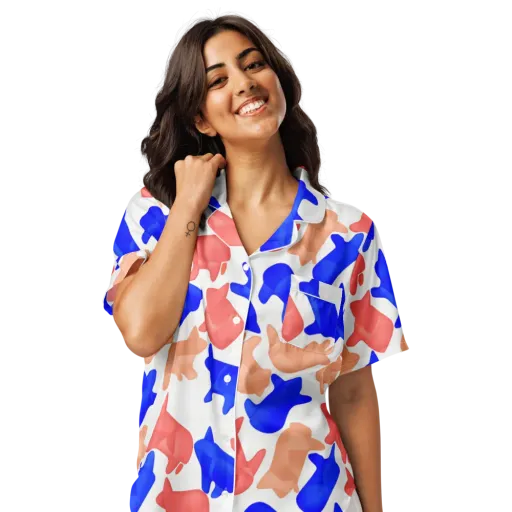 Pop Art Menagerie on a Women's Short Sleeve Pajama Top