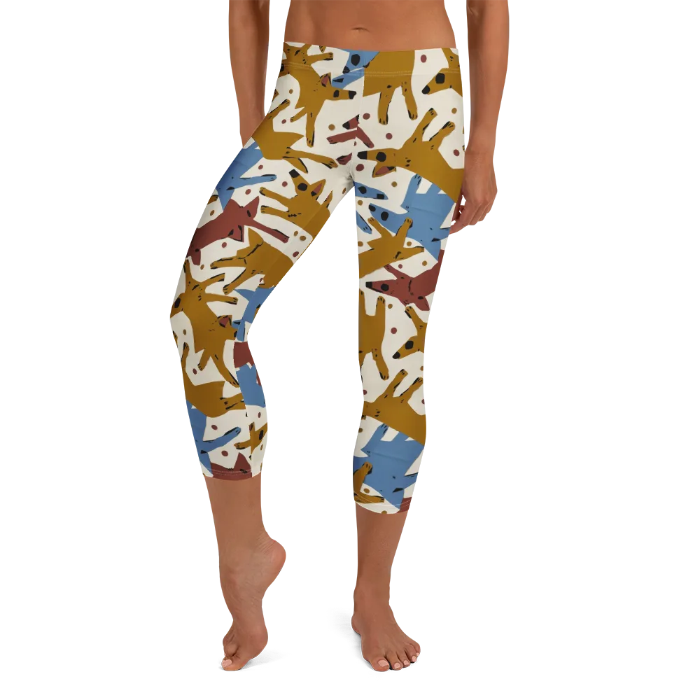 Fox Trot Field on Capri Leggings — Front