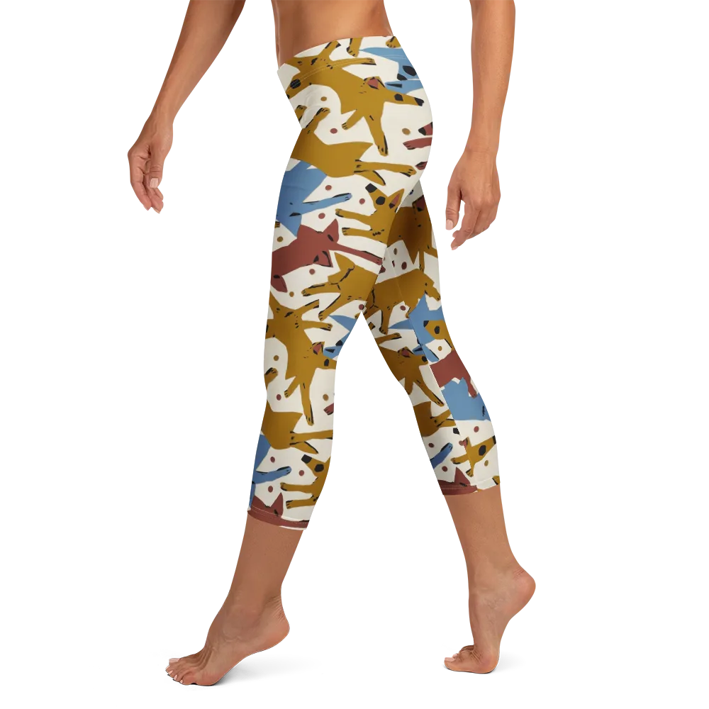 Fox Trot Field on Capri Leggings — Left