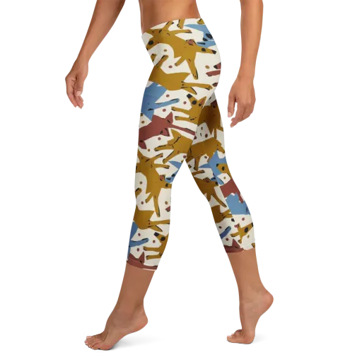 Fox Trot Field on a Capri Leggings