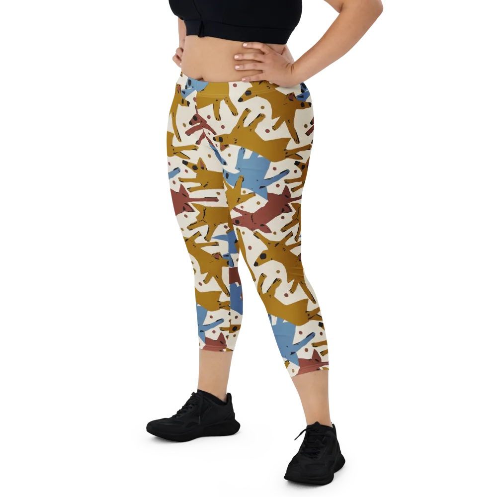 Fox Trot Field on Capri Leggings — Front
