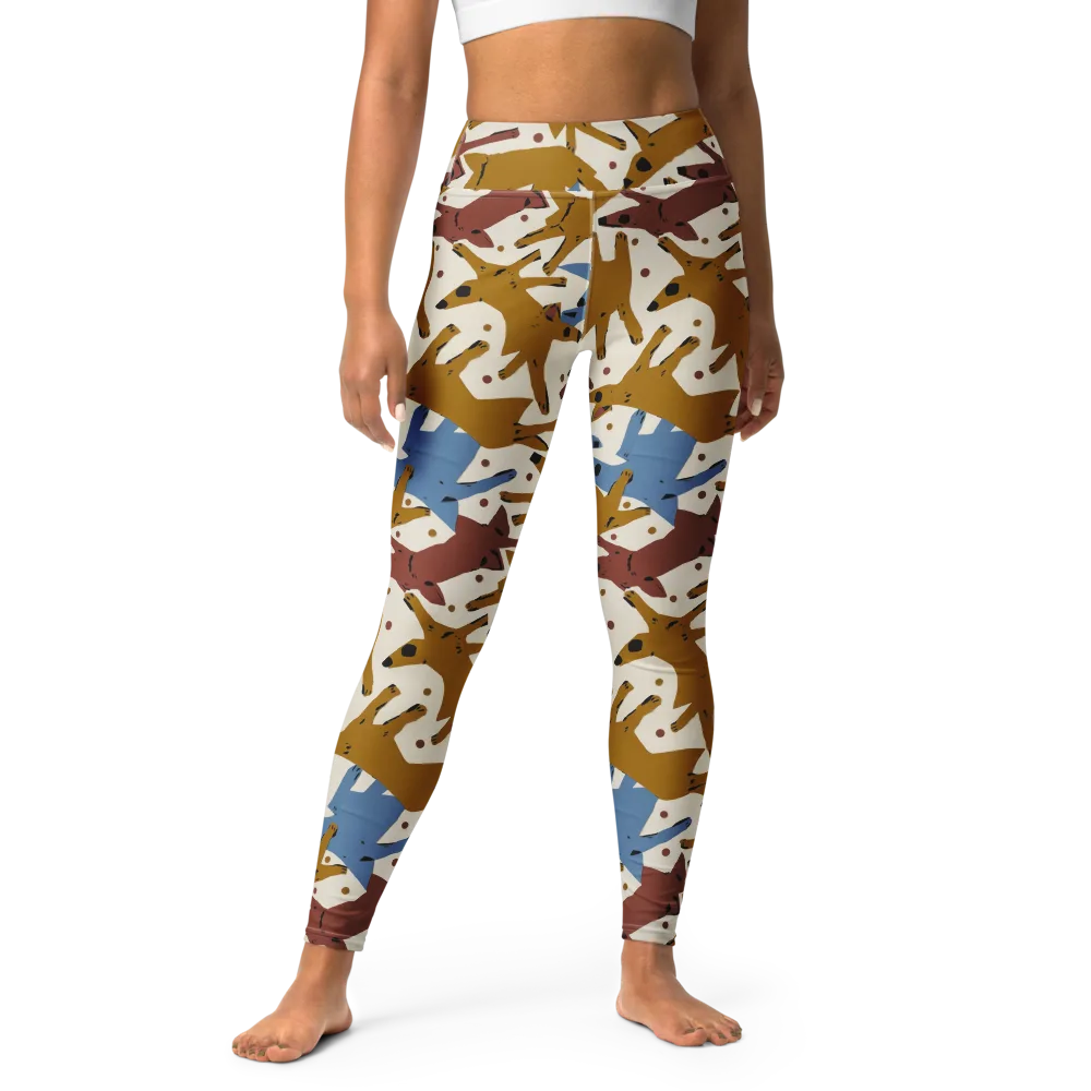 Fox Trot Field on Yoga Leggings — Front