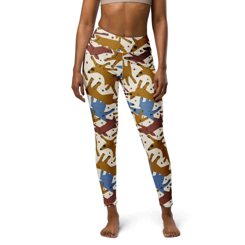Fox Trot Field on Yoga Leggings — Front