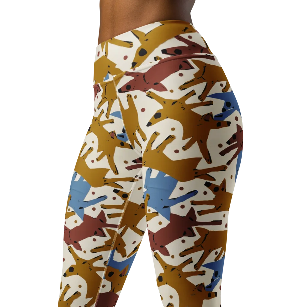 Fox Trot Field on Yoga Leggings — Left Front