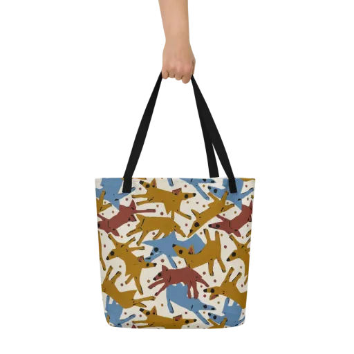 Fox Trot Field on a Large Tote Bag W/ Pocket