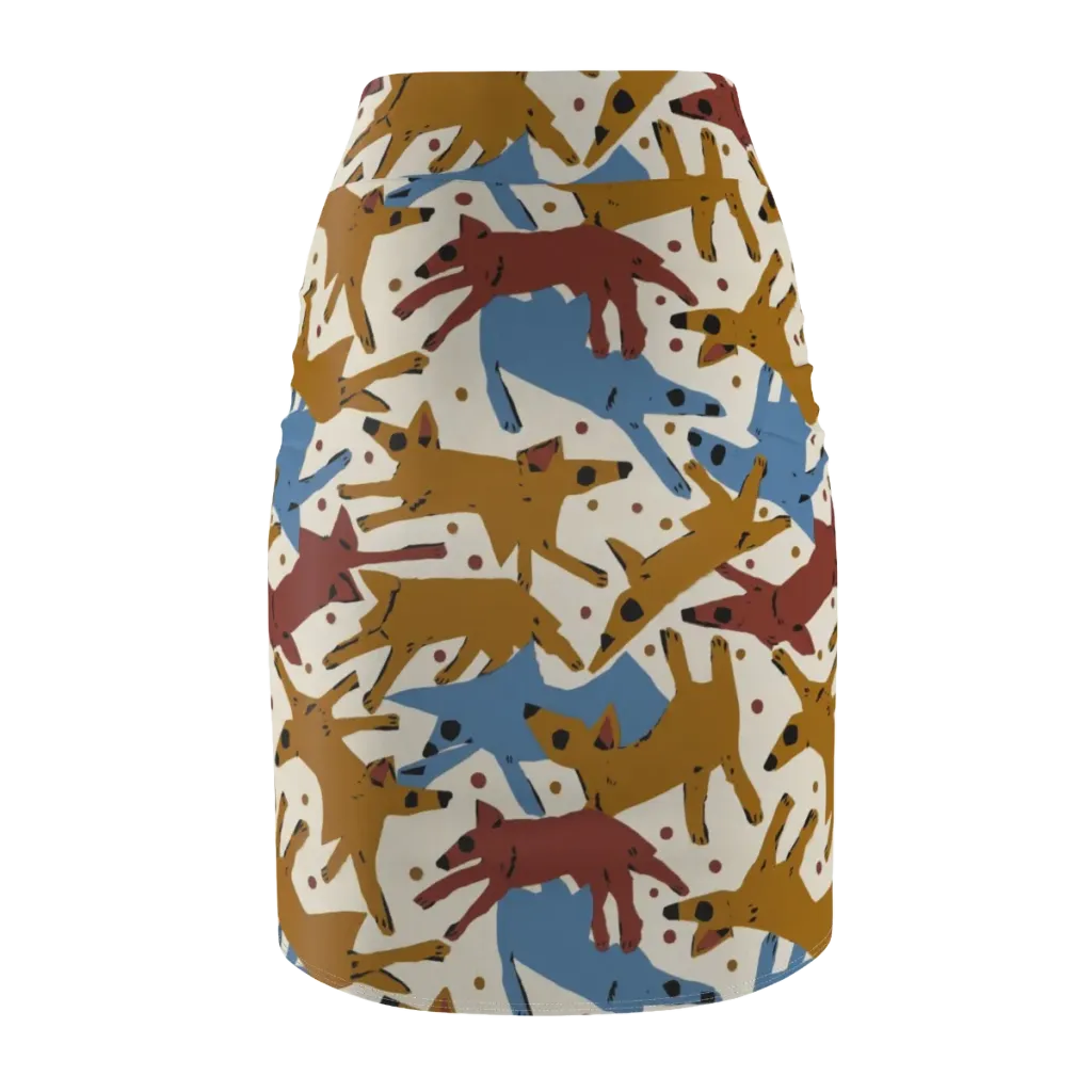 Fox Trot Field on Pencil Skirt — Back
