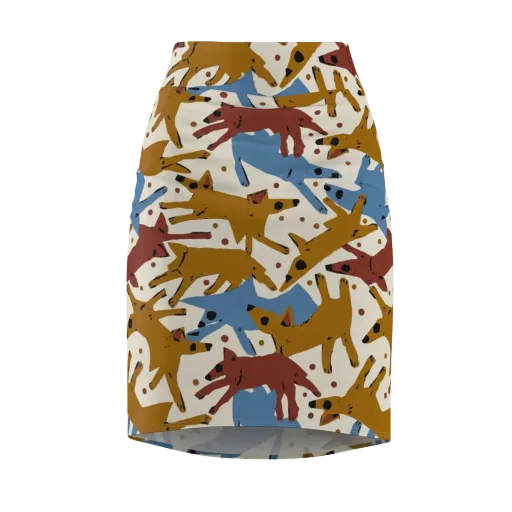 Fox Trot Field on a Pencil Skirt