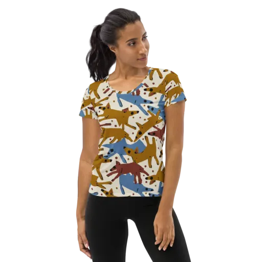 Fox Trot Field on a Women's Athletic T-Shirt
