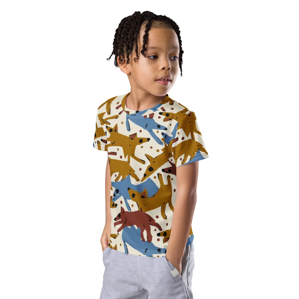 Fox Trot Field on Kids Crew Neck T-Shirt — Left Front