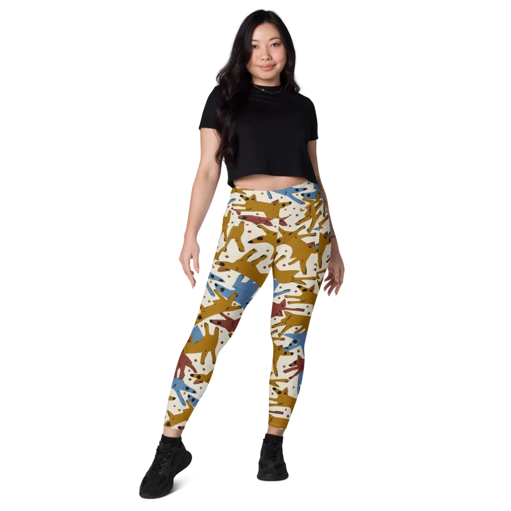 Fox Trot Field on Leggings with Pockets — Front