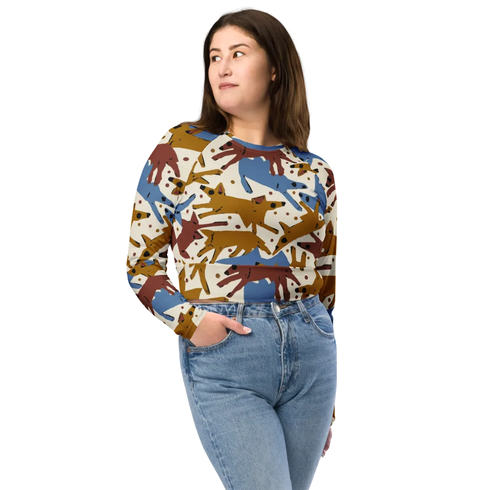 Fox Trot Field on Long Sleeve Crop Top — Front