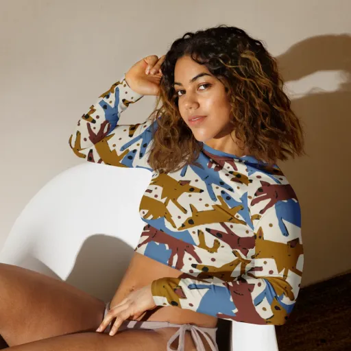 Fox Trot Field on a Long Sleeve Crop Top