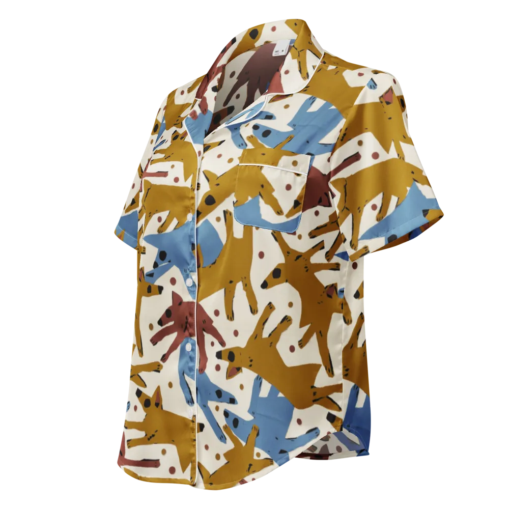 Fox Trot Field on Women's Short Sleeve Pajama Top — Left Front
