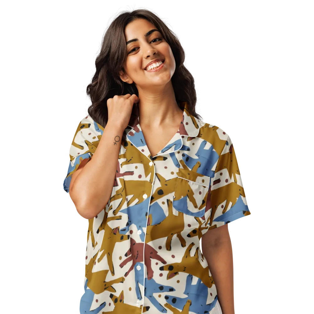 Fox Trot Field on Women's Short Sleeve Pajama Top — Front