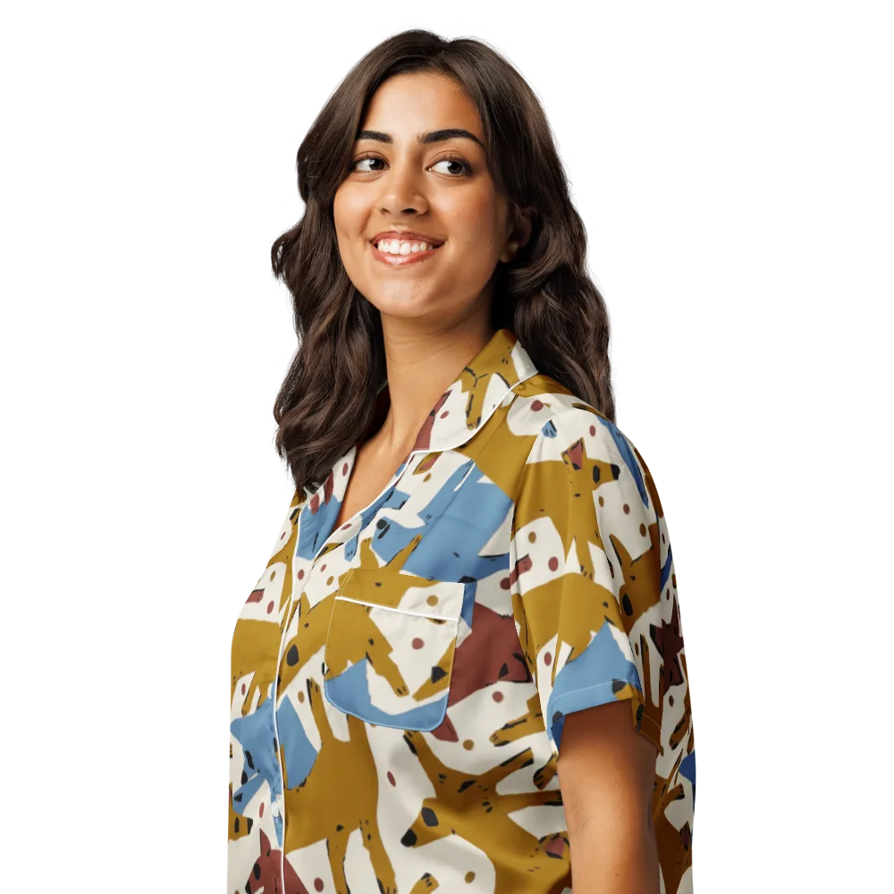 Fox Trot Field on Women's Short Sleeve Pajama Top — Left Front