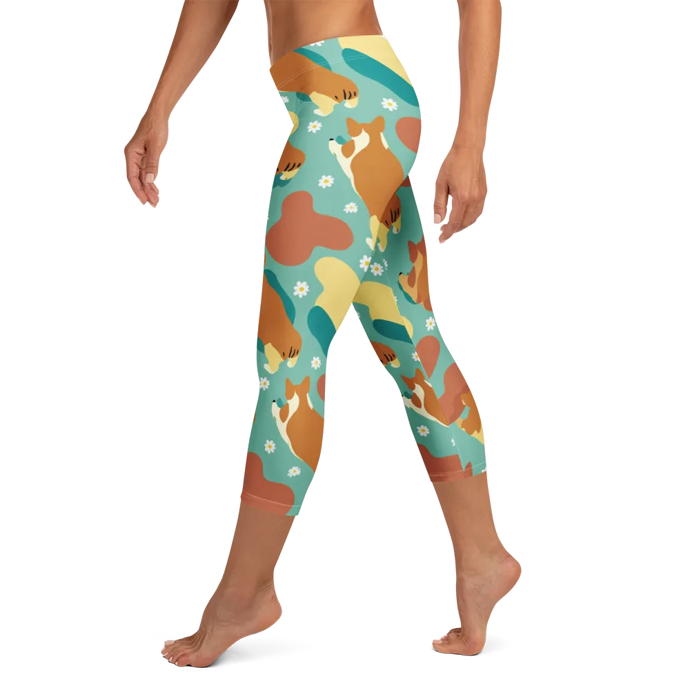 Daisy Dachshund on Capri Leggings — Left