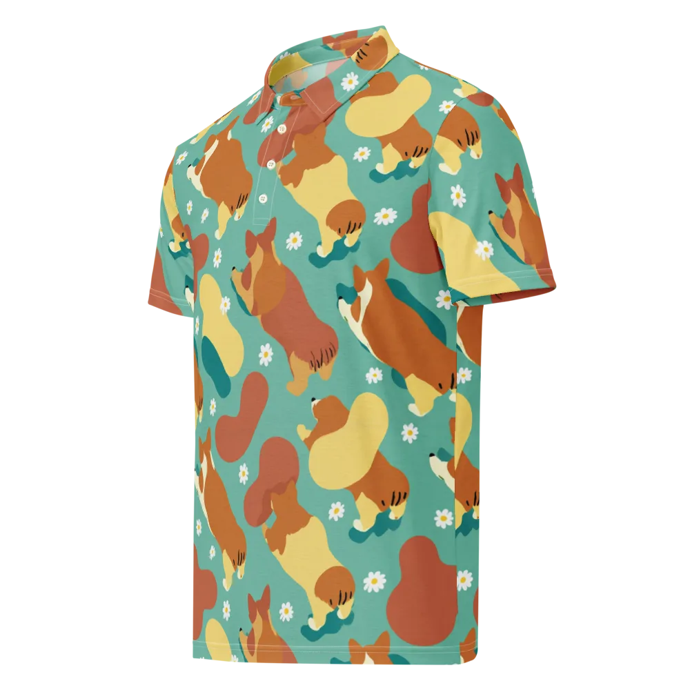 Daisy Dachshund on Men's Slim Fit Polo Shirt — Left Front