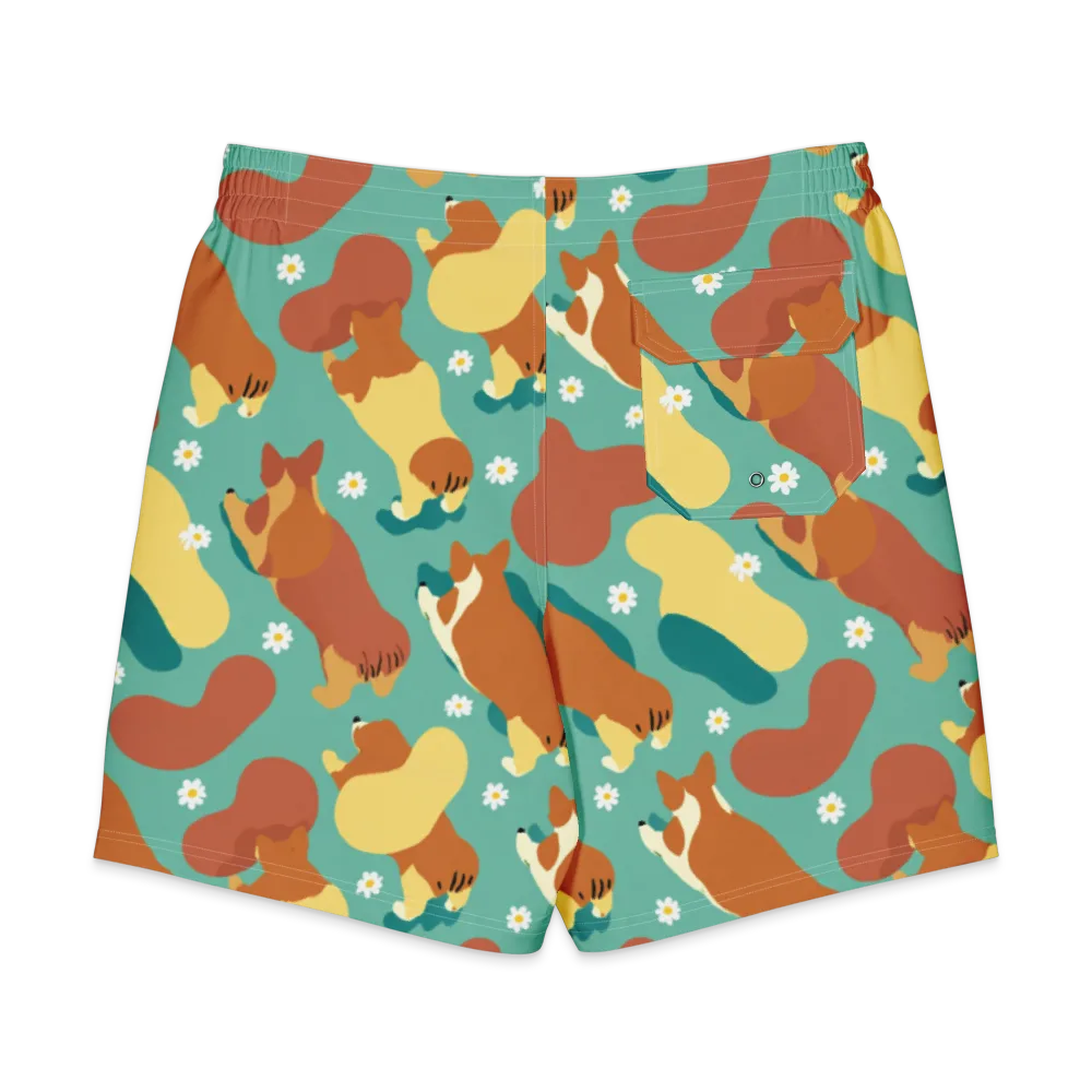 Daisy Dachshund on Men's Board Shorts — Back