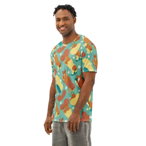 Daisy Dachshund on a Men's Cotton Crew Neck T-Shirt