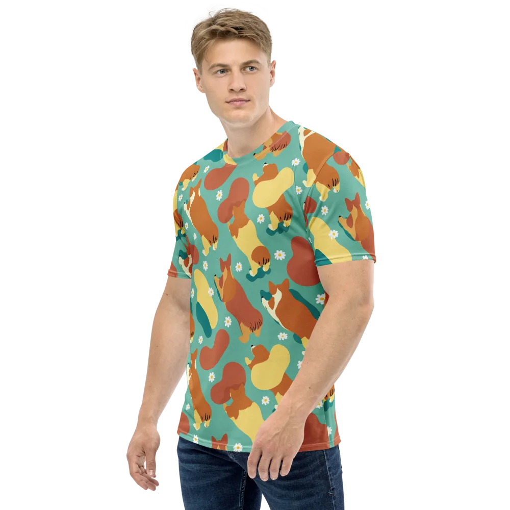 Daisy Dachshund on Men's Crew Neck T-Shirt — Left