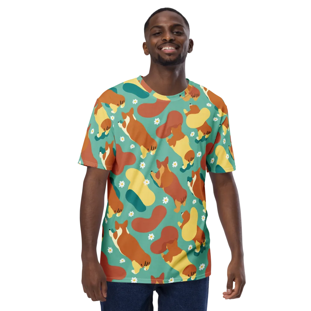 Daisy Dachshund on Men's Crew Neck T-Shirt — Front