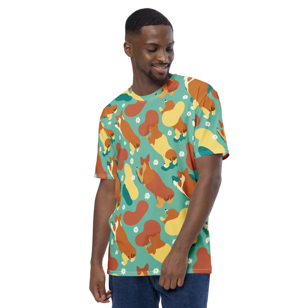 Daisy Dachshund on Men's Crew Neck T-Shirt — Left