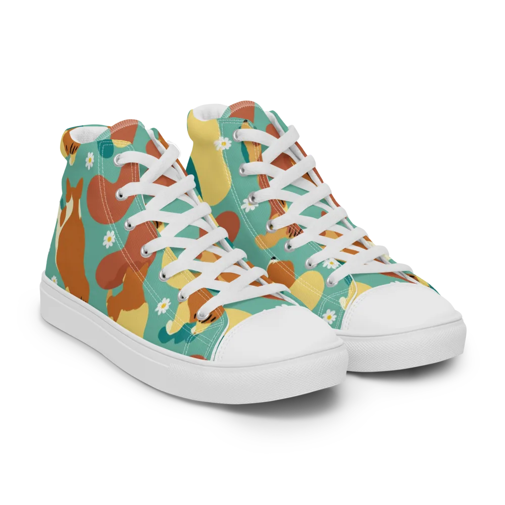 Daisy Dachshund on Men's High Top Canvas Shoes — Right Front
