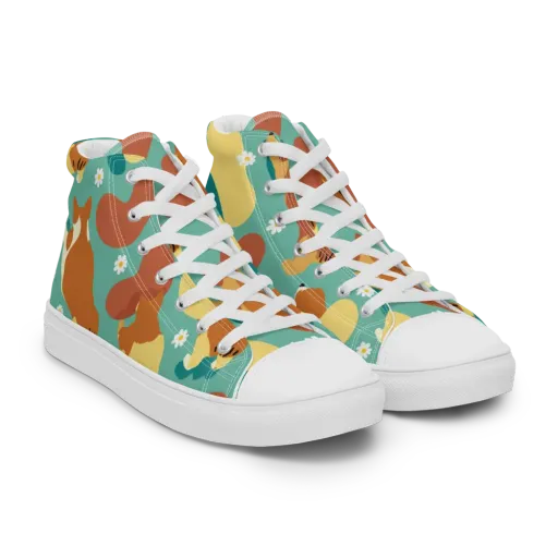 Daisy Dachshund on a Men's High Top Canvas Shoes