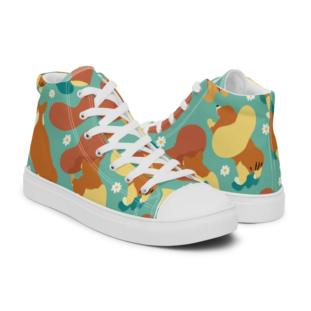Daisy Dachshund on Men's High Top Canvas Shoes — Right