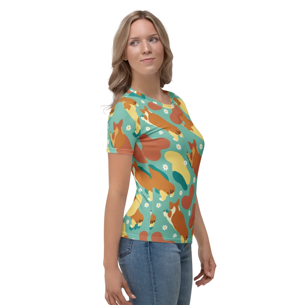 Daisy Dachshund on Women's Crew Neck T-Shirt — Right