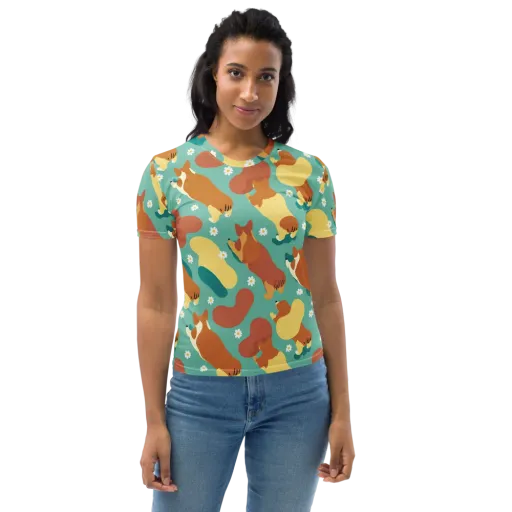 Daisy Dachshund on a Women's Crew Neck T-Shirt