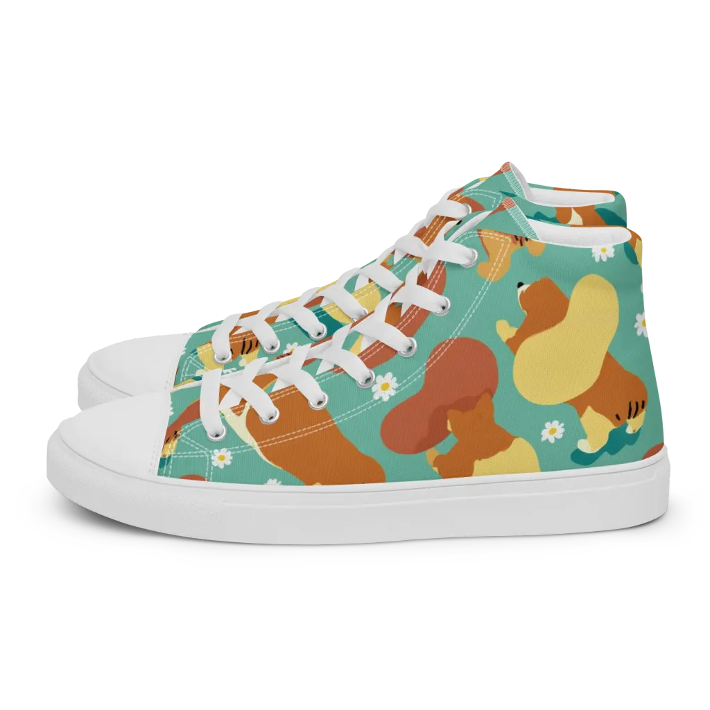 Daisy Dachshund on Women's High Top Canvas Shoes — Left