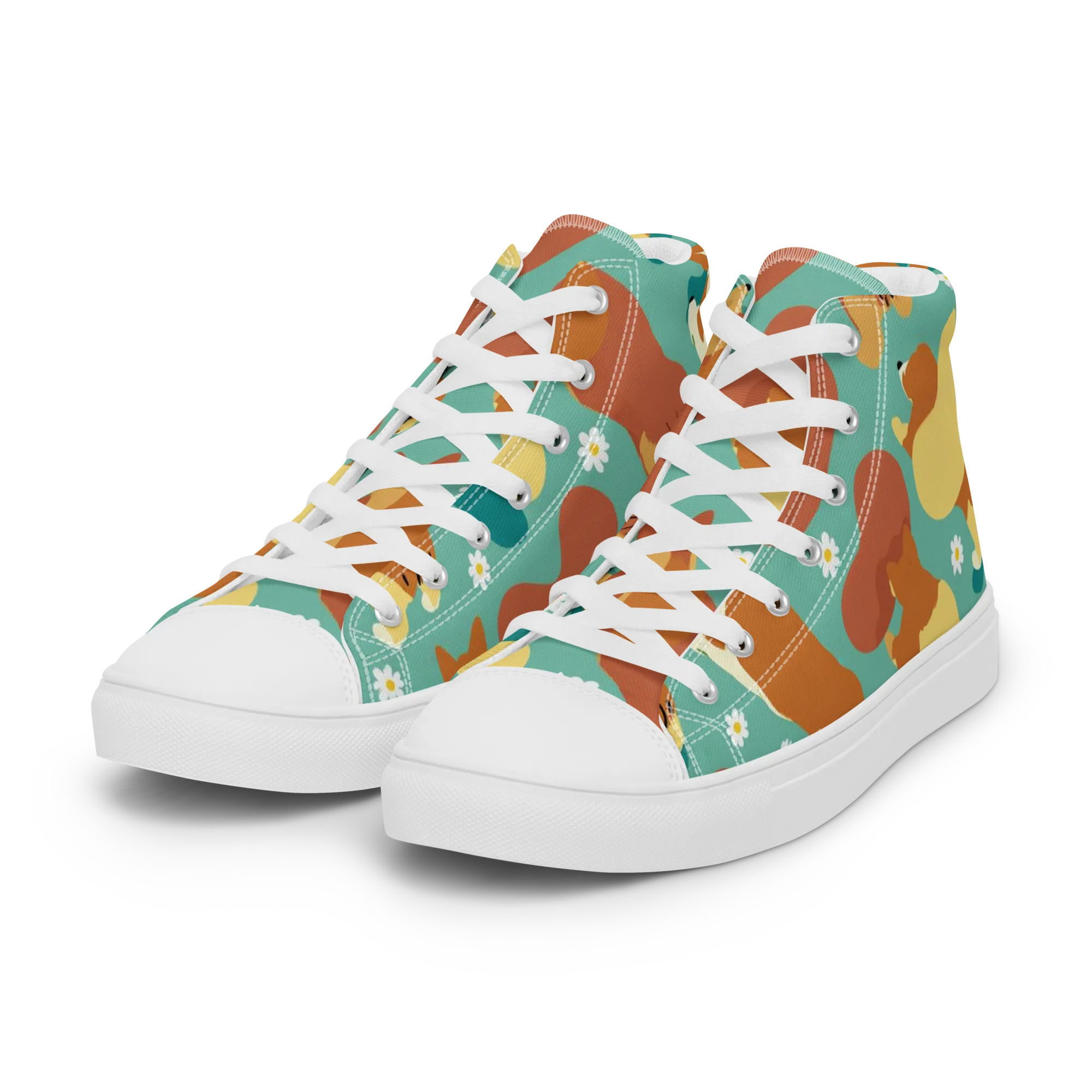 Daisy Dachshund on Women's High Top Canvas Shoes — Left Front