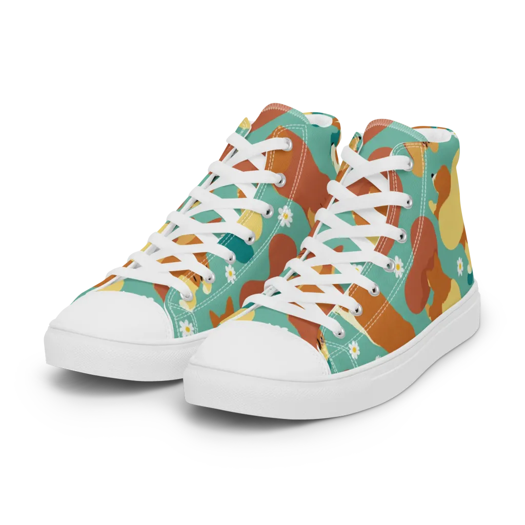 Daisy Dachshund on Women's High Top Canvas Shoes — Left Front