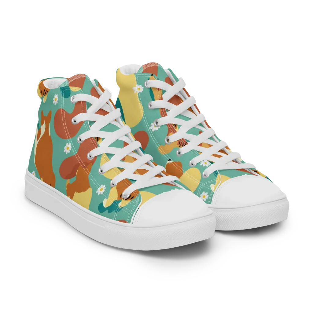 Daisy Dachshund on Women's High Top Canvas Shoes — Right Front