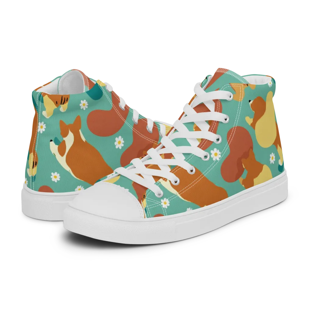 Daisy Dachshund on Women's High Top Canvas Shoes — Left