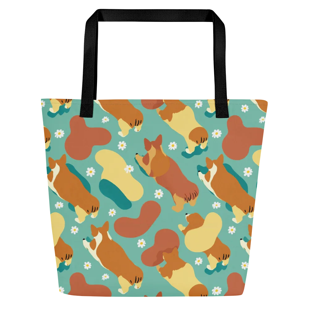 Daisy Dachshund on Large Tote Bag W/ Pocket — Front