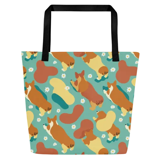 Daisy Dachshund on a Large Tote Bag W/ Pocket