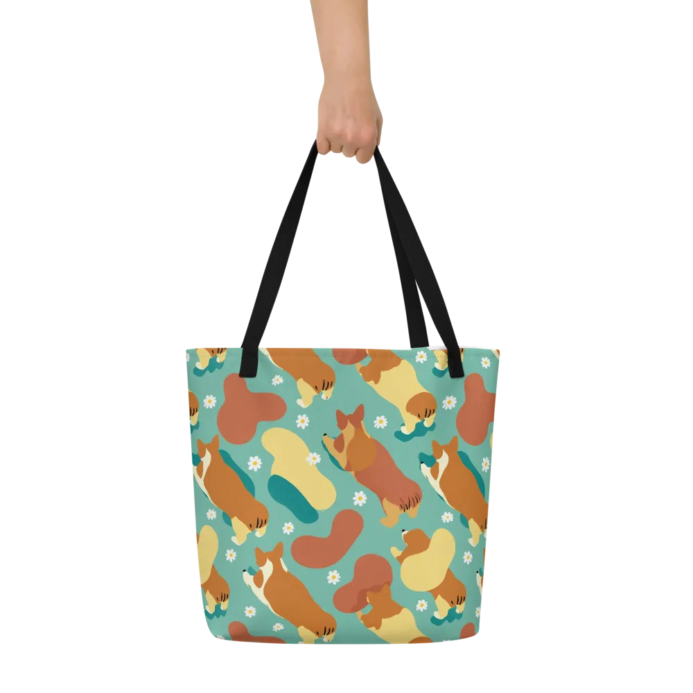 Daisy Dachshund on Large Tote Bag W/ Pocket — Front