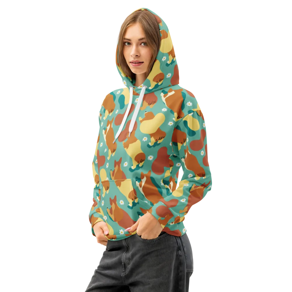 Daisy Dachshund on Cotton Hoodie — Left Front
