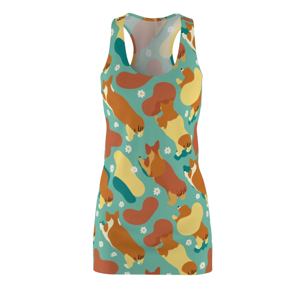 Daisy Dachshund on Racerback Dress — Front