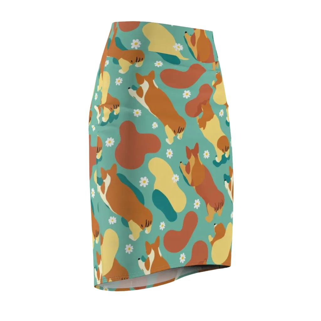 Daisy Dachshund on Pencil Skirt — Front Side