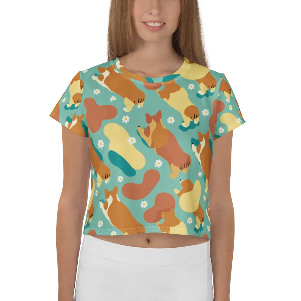 Daisy Dachshund on Crop Tee — Front