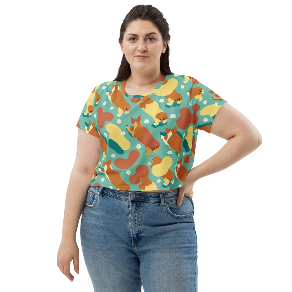 Daisy Dachshund on Crop Tee — Front