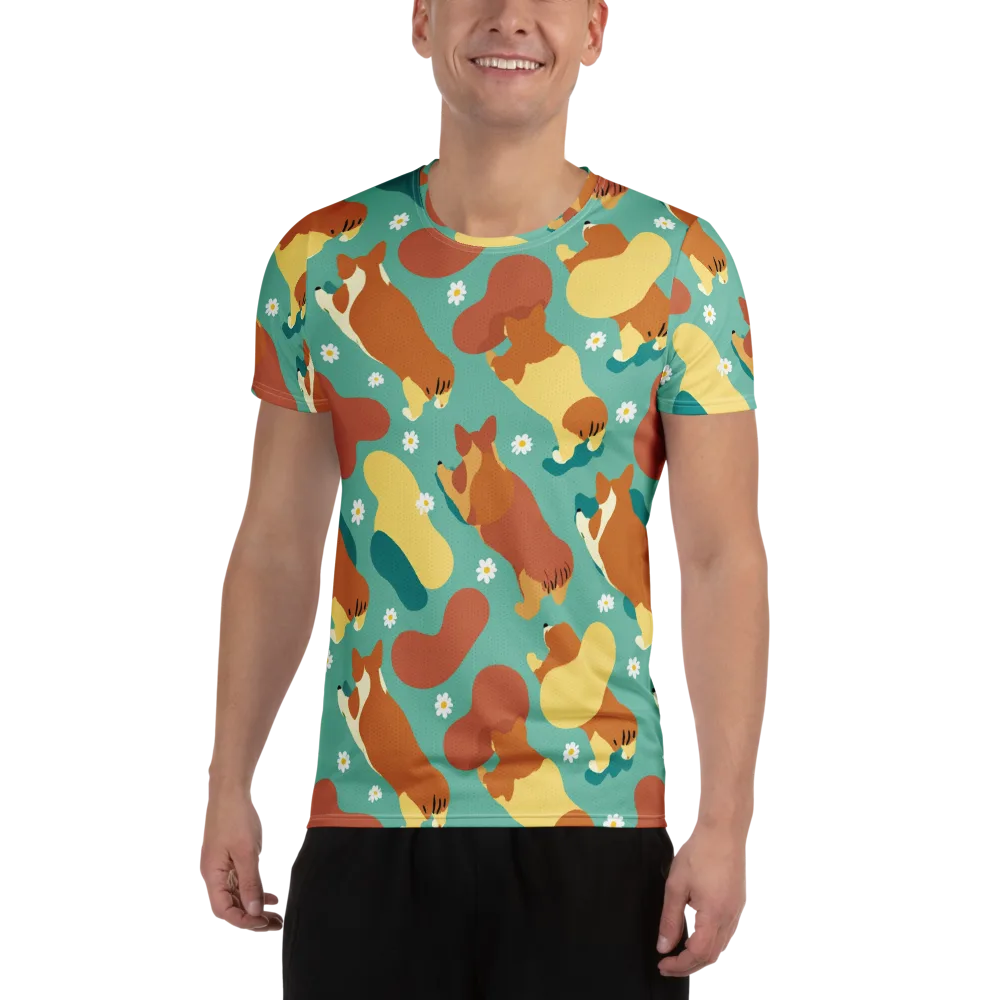 Daisy Dachshund on Men's Athletic T-Shirt — Front