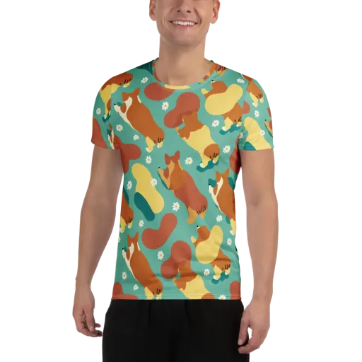 Daisy Dachshund on a Men's Athletic T-Shirt