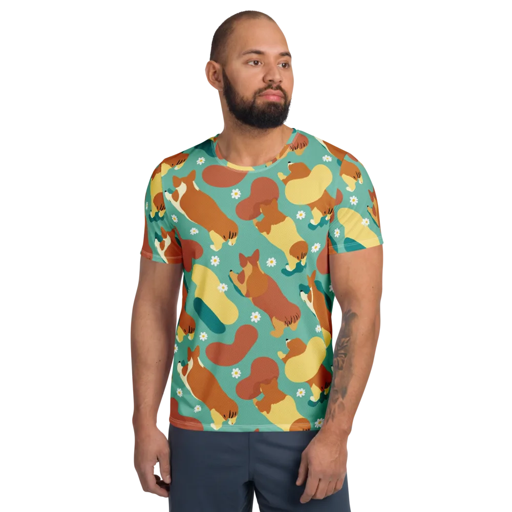 Daisy Dachshund on Men's Athletic T-Shirt — Front