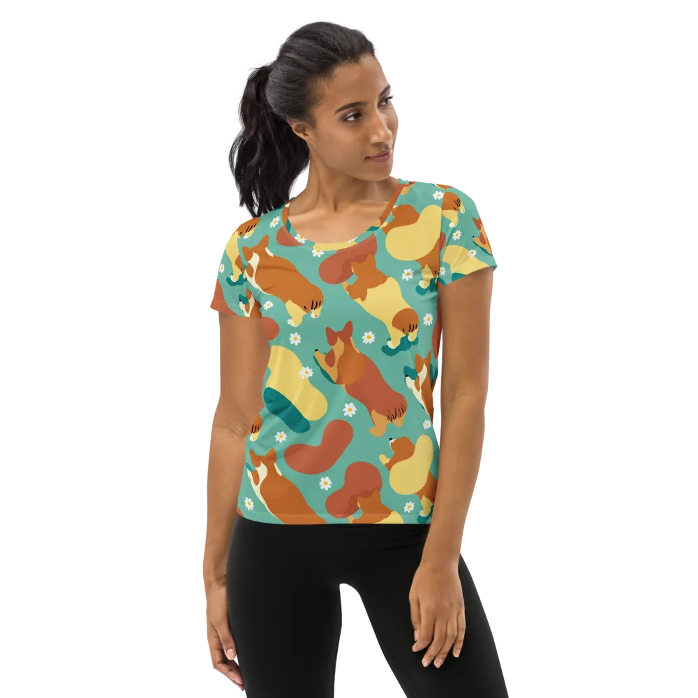 Daisy Dachshund on Women's Athletic T-Shirt — Front