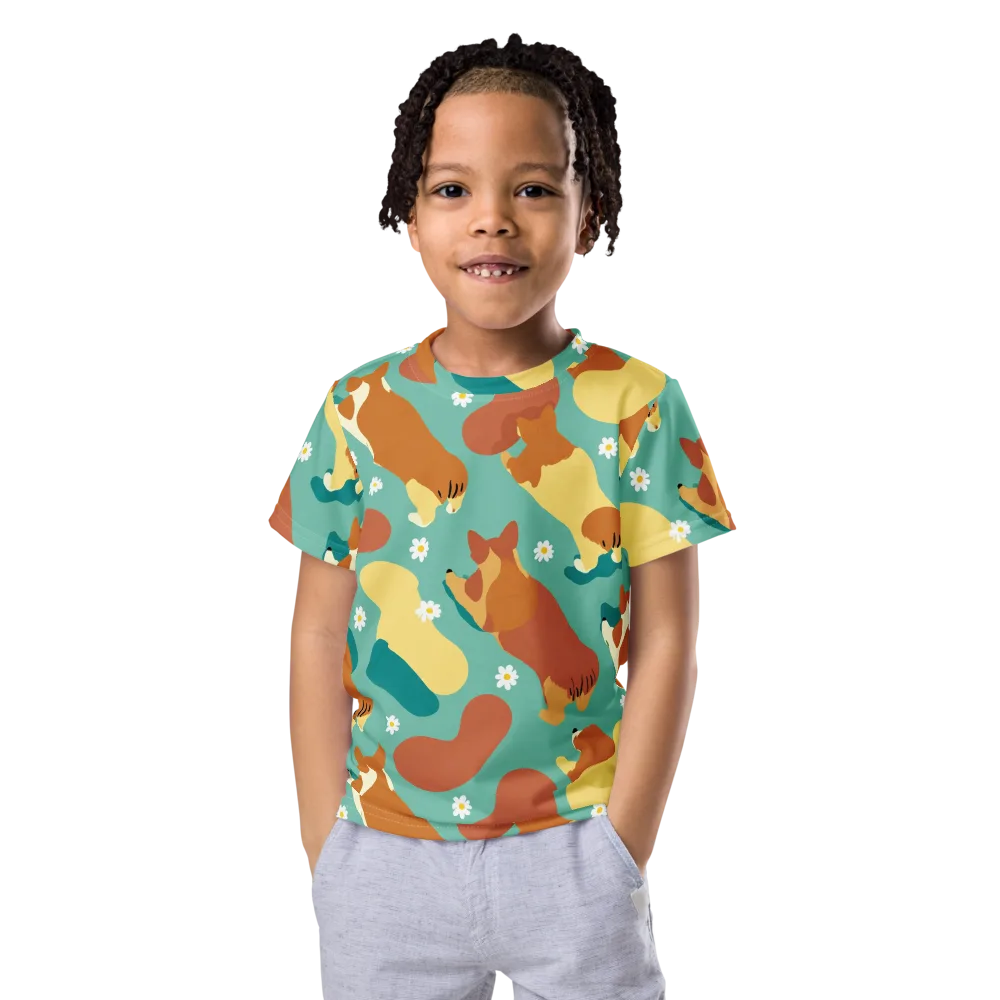 Daisy Dachshund on Kids Crew Neck T-Shirt — Front