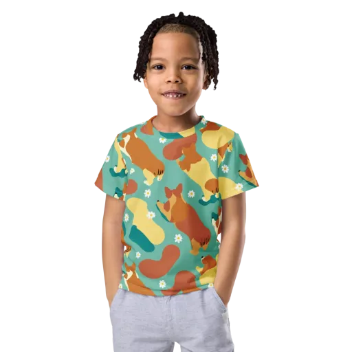 Daisy Dachshund on a Kids Crew Neck T-Shirt